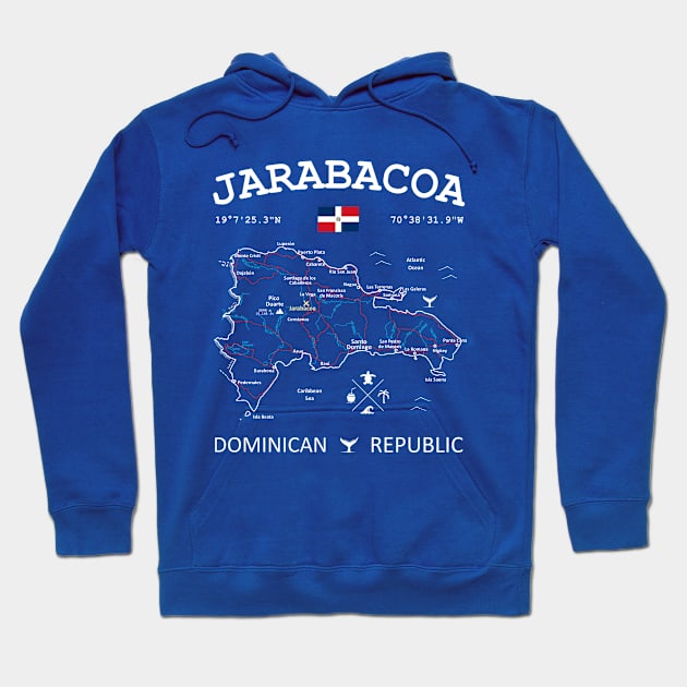 Jarabacoa Dominican Republic Flag Travel Map Coordinates GPS Hoodie by French Salsa